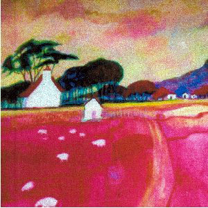 house with pink fields